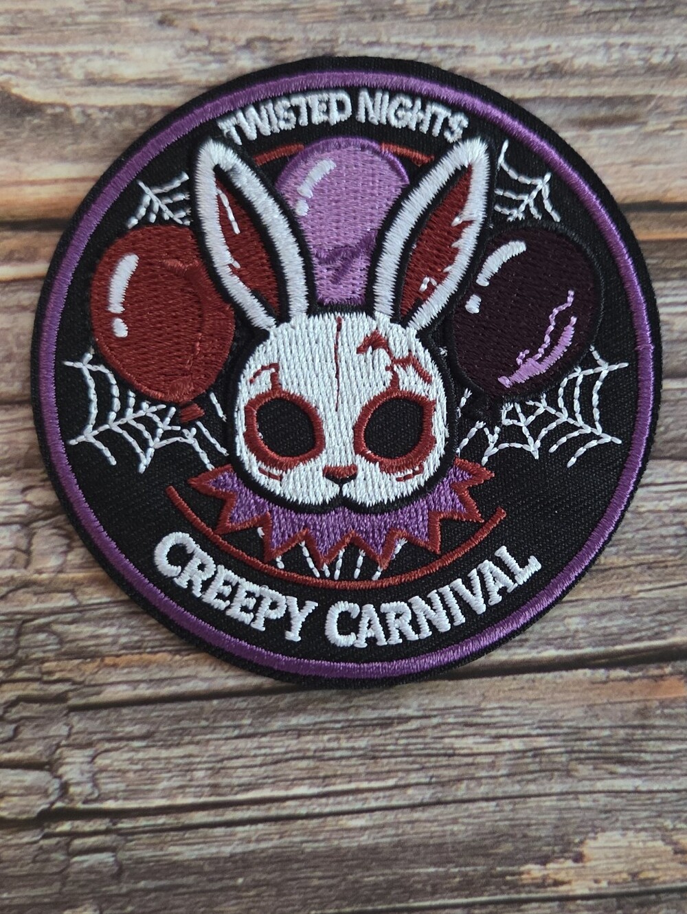 Twisted Nights Creepy Carnival Bunny Rabbit Halloween Goth Iron On Patch
